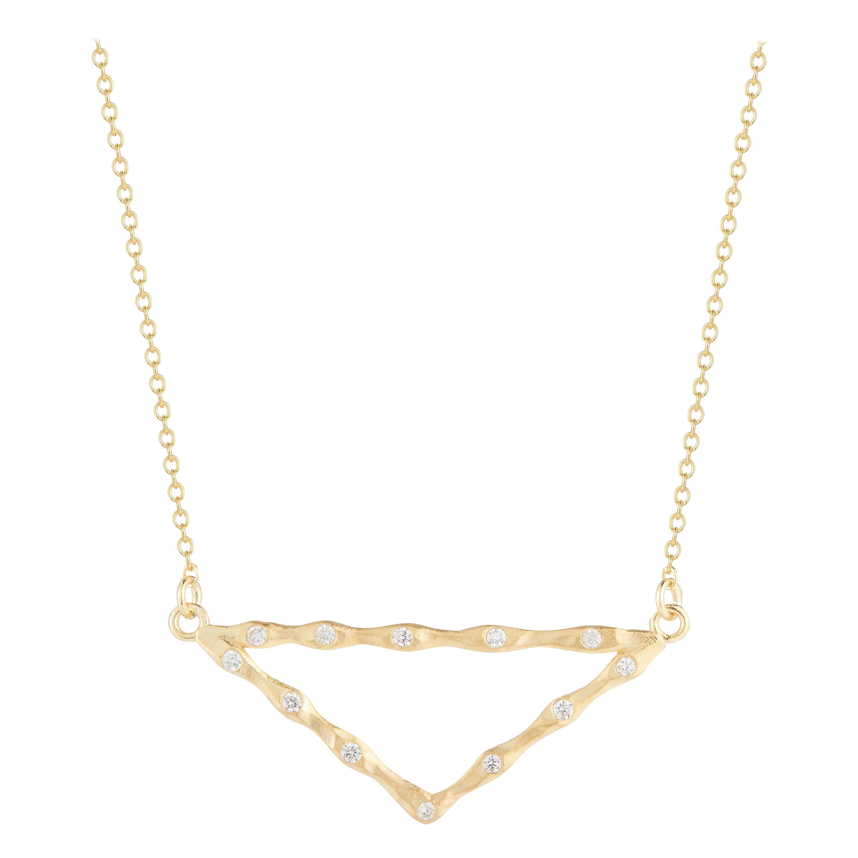 Handcrafted 14 Karat East-to-West Open Triangle Pendant