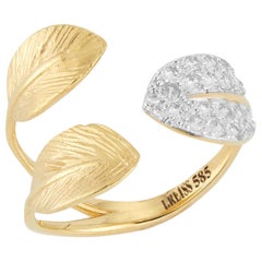 Handcrafted 14 Karat Yellow Gold 3-Leaf Ring