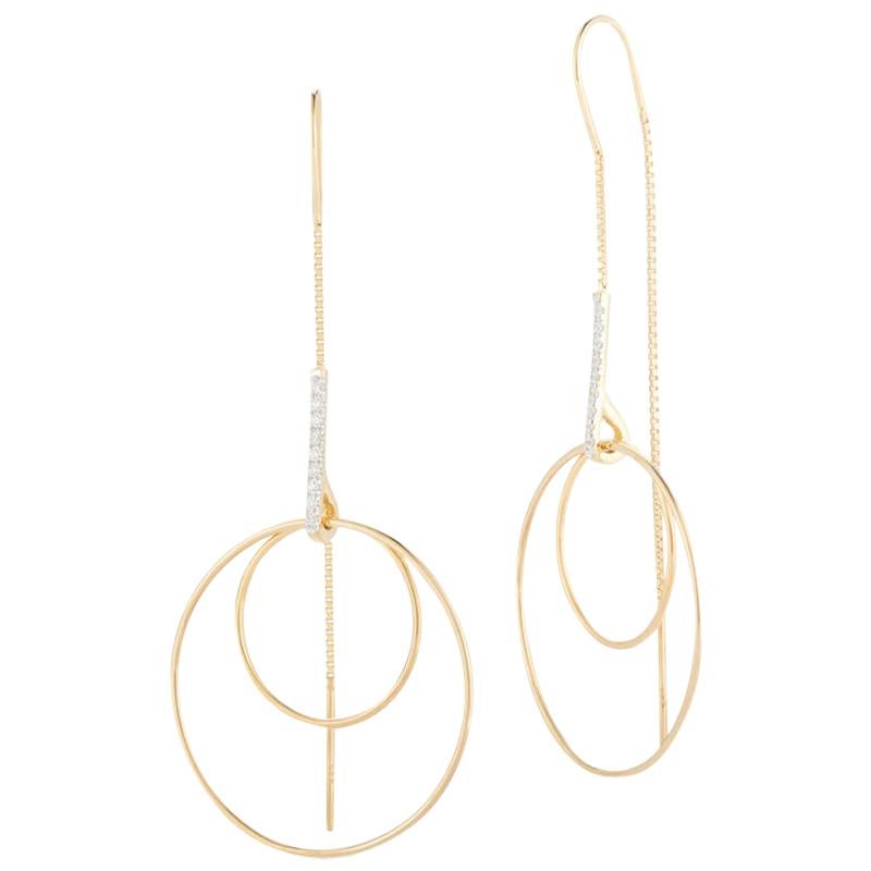 Handcrafted 14 Karat Yellow Gold Dangling Thread Earrings