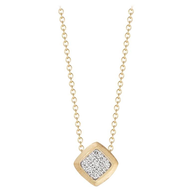 Handcrafted 14 Karat Yellow Gold Diamond-Shaped Pendant For Sale