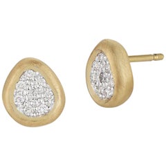 Handcrafted 14 Karat Yellow Gold Freeform Stud Earrings