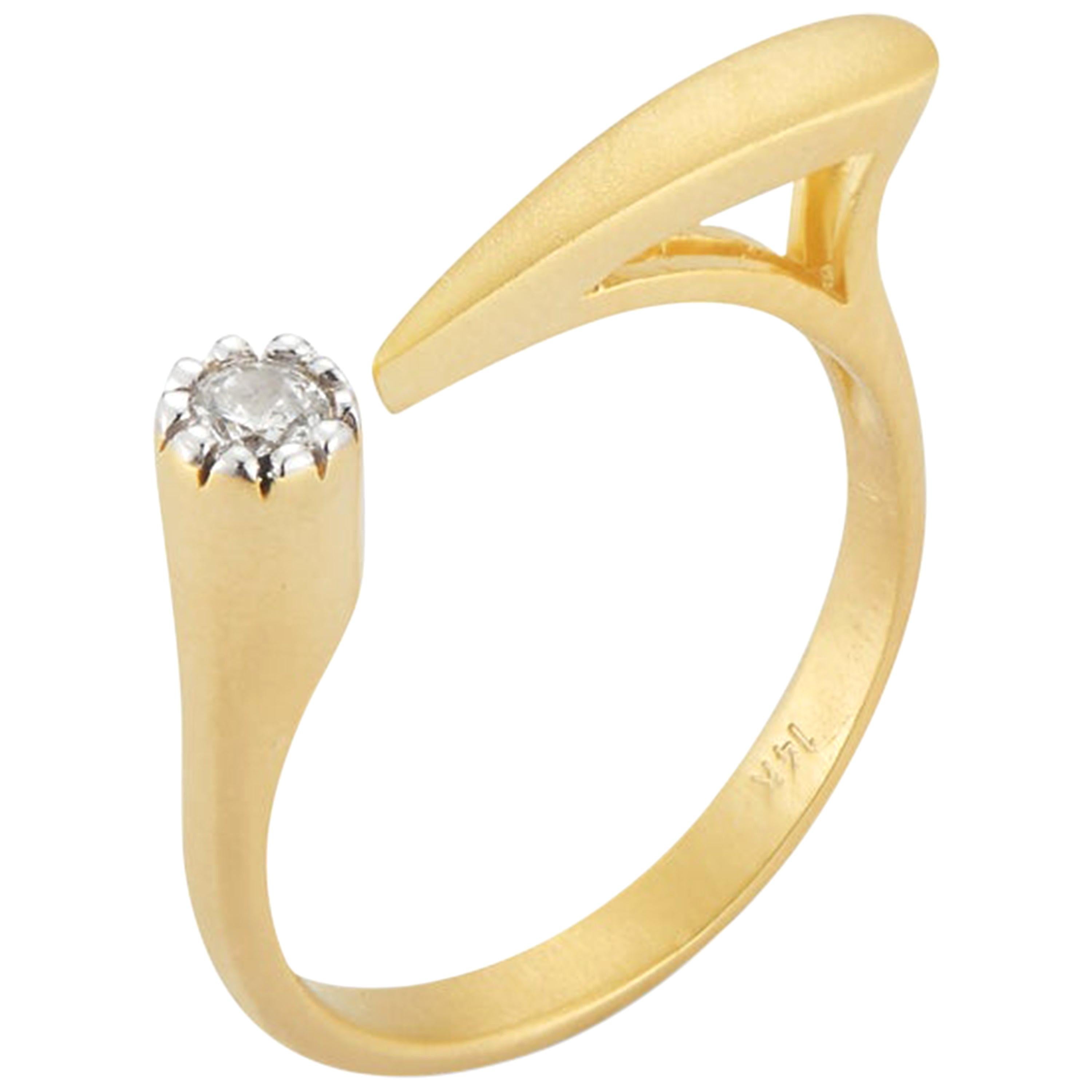 For Sale:  Handcrafted 14 Karat Yellow Gold Gap Ring