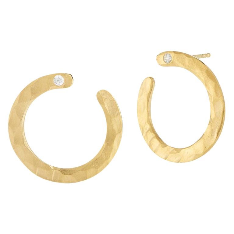 Handcrafted 14 Karat Yellow Gold Half-Circle Earrings For Sale
