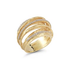 Handcrafted 14 Karat Yellow Gold Hammered Arch Ring