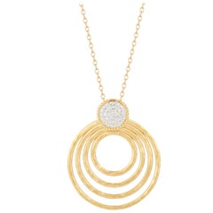Handcrafted 14 Karat Yellow Gold Hammered Cascading Circles Pendant