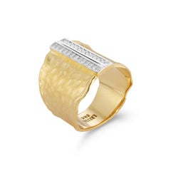 Handcrafted 14 Karat Yellow Gold Hammered Cigar Ring