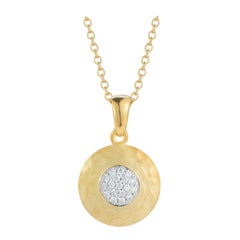 Handcrafted 14 Karat Yellow Gold Hammered Circle Pendant