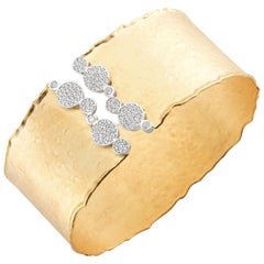 Handcrafted 14 Karat Yellow Gold Hammered Cuff Bracelet