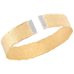 Handcrafted 14 Karat Yellow Gold Hammered Cuff Bracelet