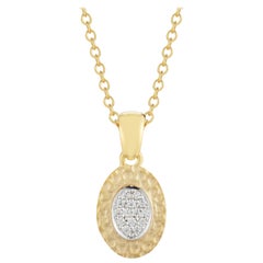 Handcrafted 14 Karat Yellow Gold Hammered Oval Pendant