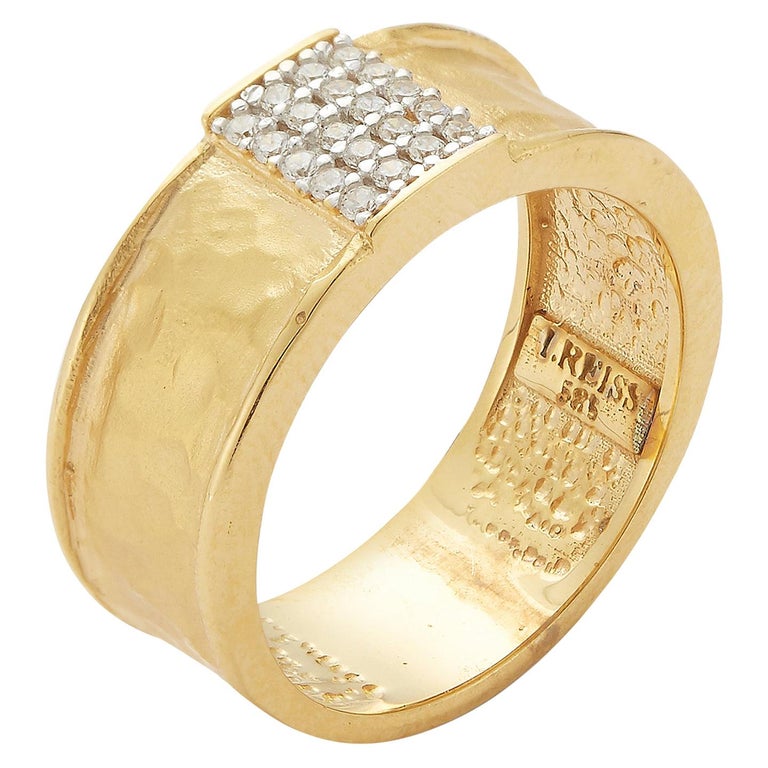 Handcrafted 14 Karat Yellow Gold Hammered Ring at 1stDibs
