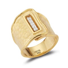 Handcrafted 14 Karat Yellow Gold Hammered Wide Cuff Wrap Ring