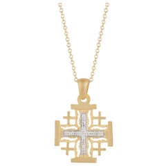Handcrafted 14 Karat Yellow Gold Jerusalem Cross Pendant