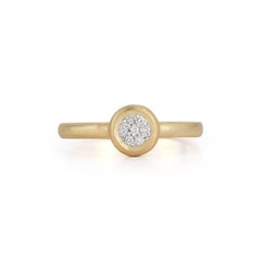 Handcrafted 14 Karat Yellow Gold Matte-Finished Round Top Ring