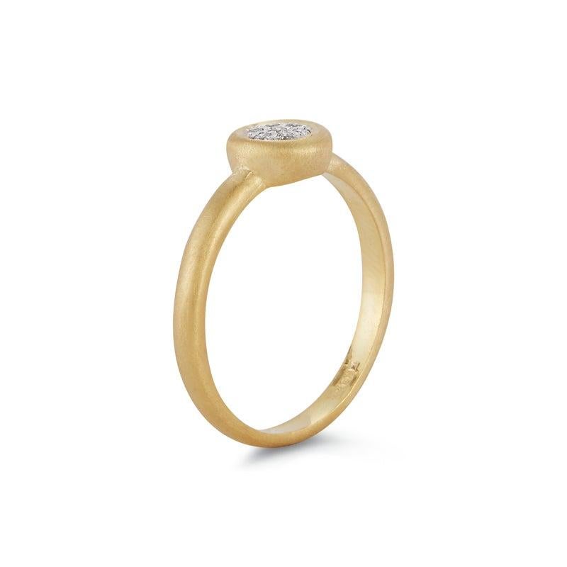 For Sale:  Handcrafted 14 Karat Yellow Gold Matte-Finished Round Top Ring 3