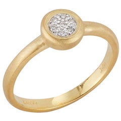 Handgefertigter 14 Karat Gelbgold Mattlackierter Ring mit runder Platte