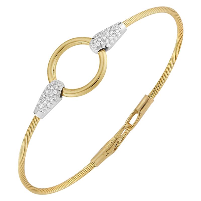 Handcrafted 14 Karat Yellow Gold Open Circle Wire Bracelet For Sale