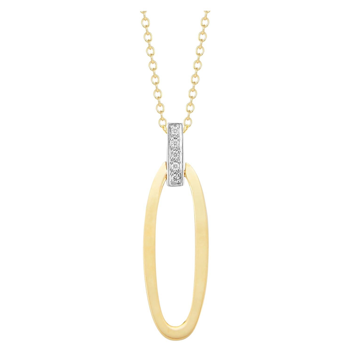 Handcrafted 14 Karat Yellow Gold Open Oval Pendant For Sale