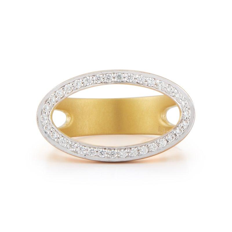 For Sale:  Handcrafted 14 Karat Yellow Gold Open Oval Ring 2