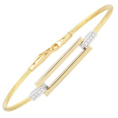 Bracelet en or jaune 14 carats à fil rectangulaire ouvert, fabriqué à la main