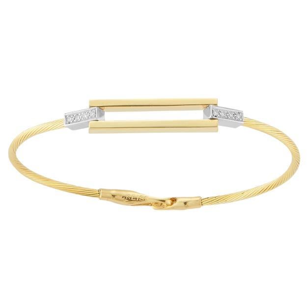 Bracciale a filo aperto a forma di rettangolo in oro giallo 14 carati, realizzato a mano