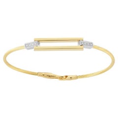 Bracciale a filo aperto a forma di rettangolo in oro giallo 14 carati, realizzato a mano