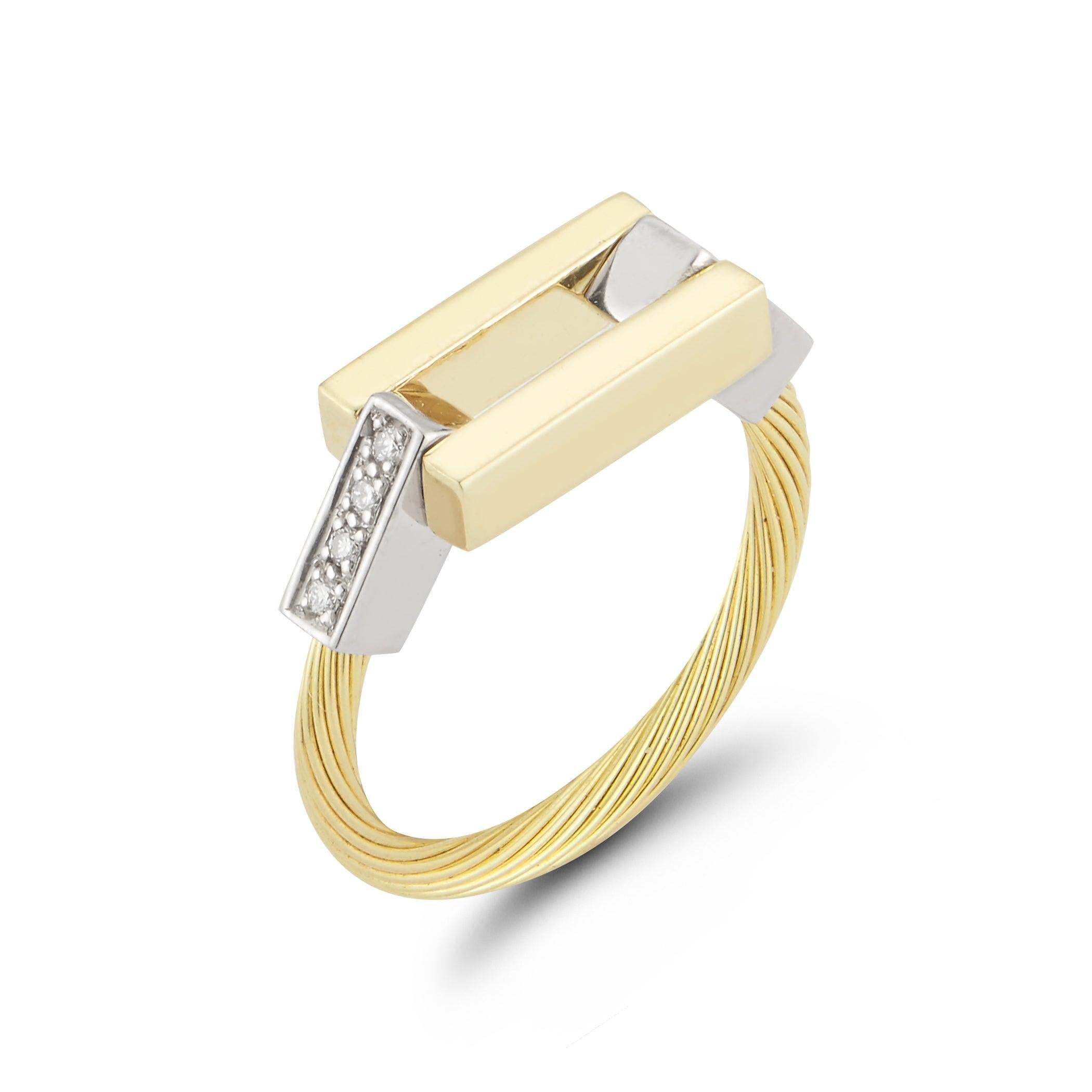 For Sale:  Handcrafted 14 Karat Yellow Gold Open Rectangle Wire Ring 3