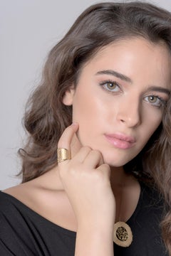 Handcrafted 14 Karat Yellow Gold Round Filigree Pendant