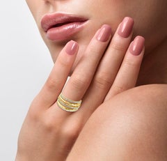 Handcrafted 14 Karat Yellow Gold Small Hammered Arch Ring