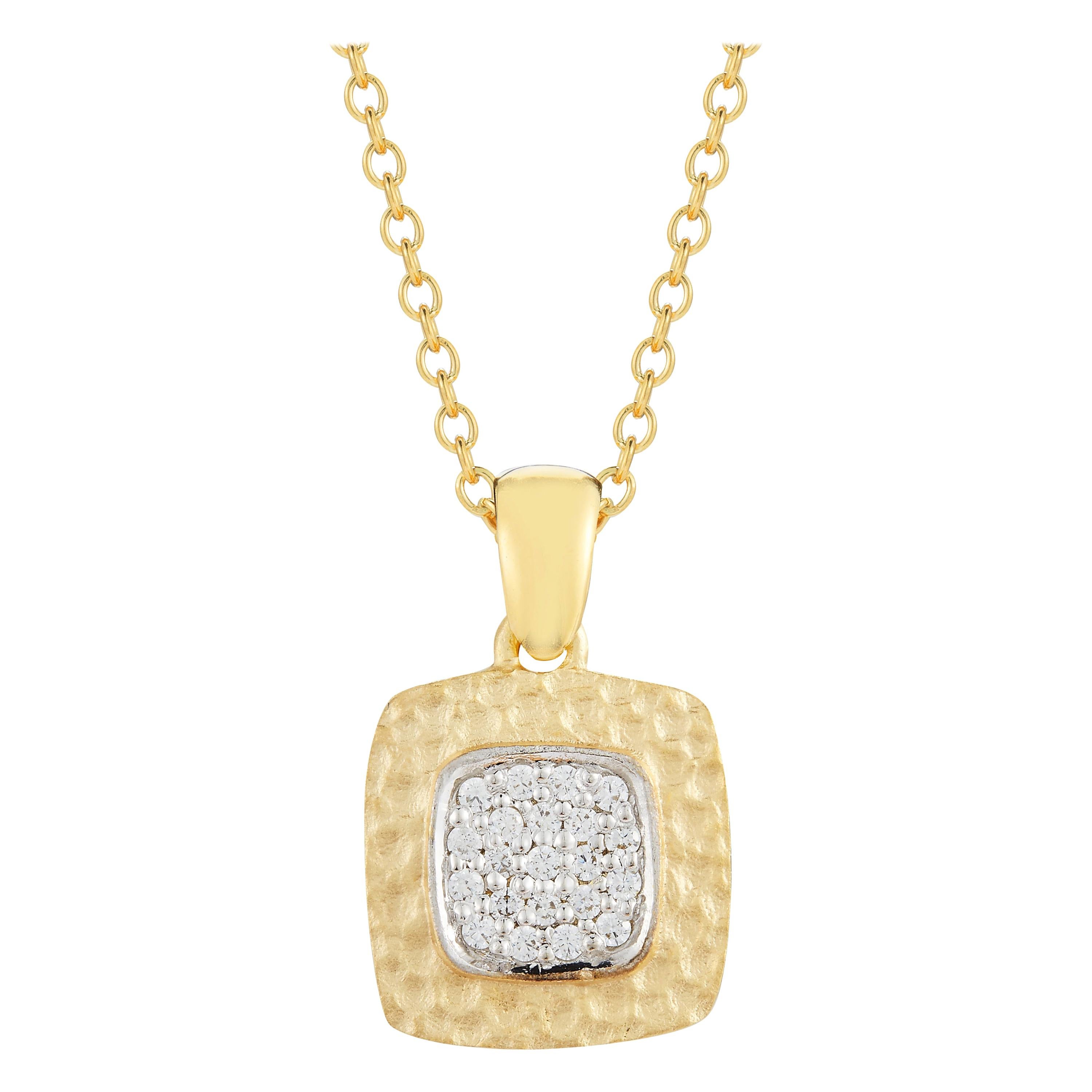 Handcrafted 14 Karat Yellow Gold Square-Shaped Pendant