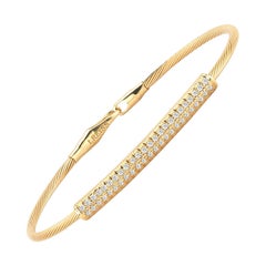 Bracelet artisanal «ID » en or jaune 14 carats avec fil métallique