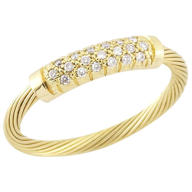 For Sale:  Handcrafted 14 Karat Yellow Gold Wire ID Ring
