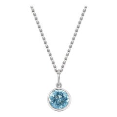 Collana artigianale con ciondolo in oro bianco 18 carati con acquamarina da 1,35 carati