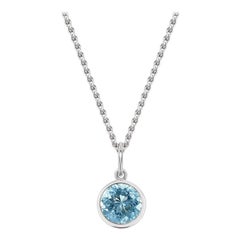 Collier pendentif artisanal en or blanc 18 carats avec aigue-marine de 1,35 carat