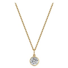 Handcrafted 1.00 Carat Diamond 18 Karat Yellow Gold Pendant Necklace