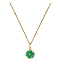 Handcrafted 1.00 Carat Emerald 18 Karat Yellow Gold Pendant Necklace