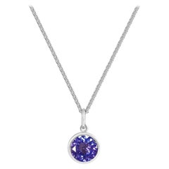 Collier pendentif artisanal en or blanc 18 carats avec tanzanite de 1,40 carat