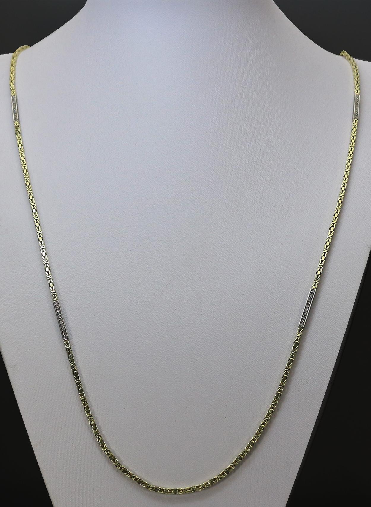 Brilliant Cut Handcrafted 14K Gold King's Chain with 2.4ct Diamonds For Sale