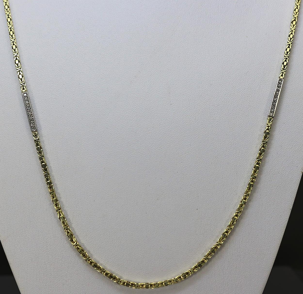 Women's or Men's Handcrafted 14K Gold King's Chain with 2.4ct Diamonds For Sale