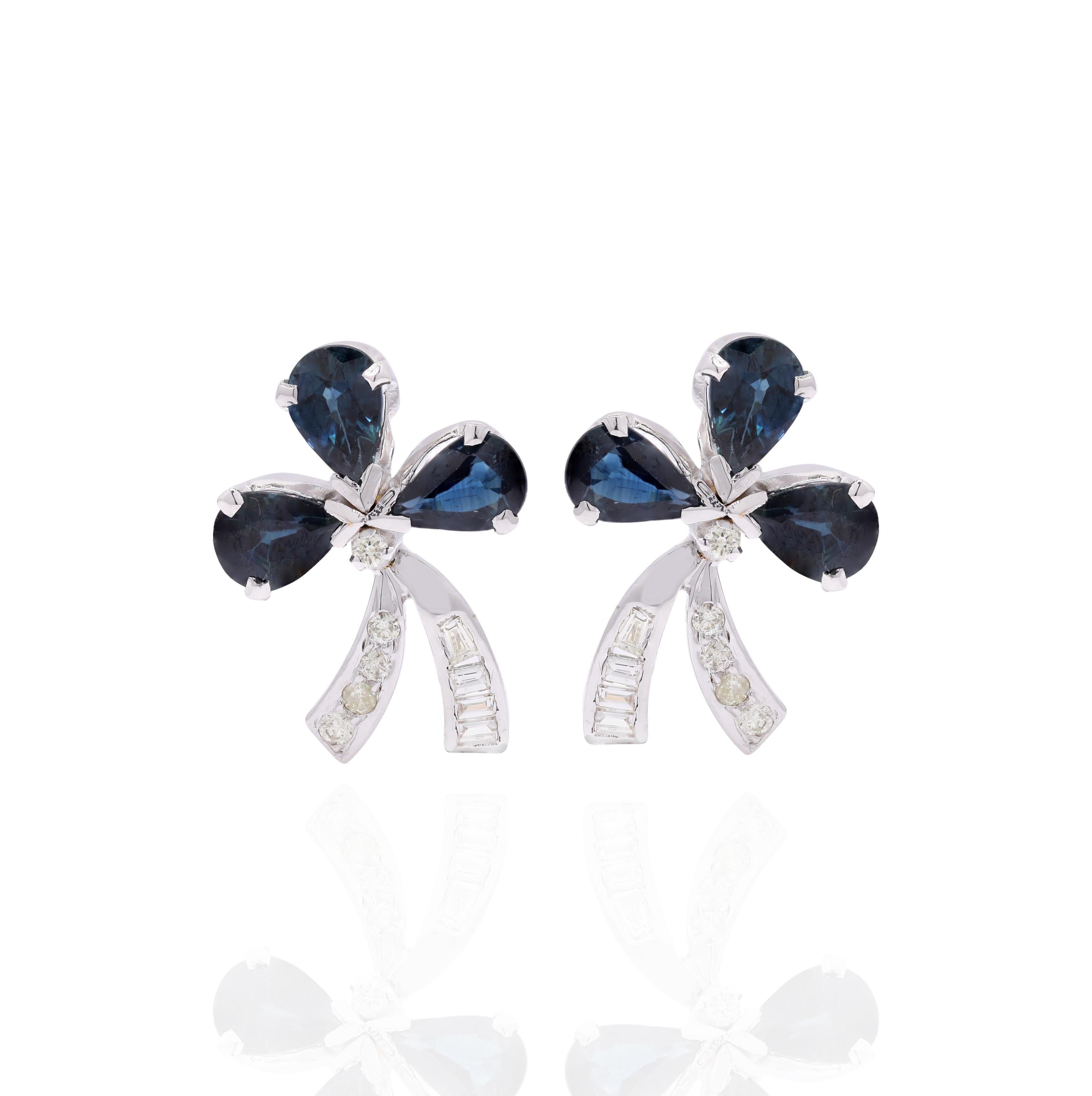 blue bow earrings