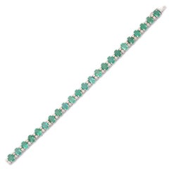 Pulsera artesanal de oro blanco macizo de 14 quilates con diamante esmeralda natural de 16,07 quilates