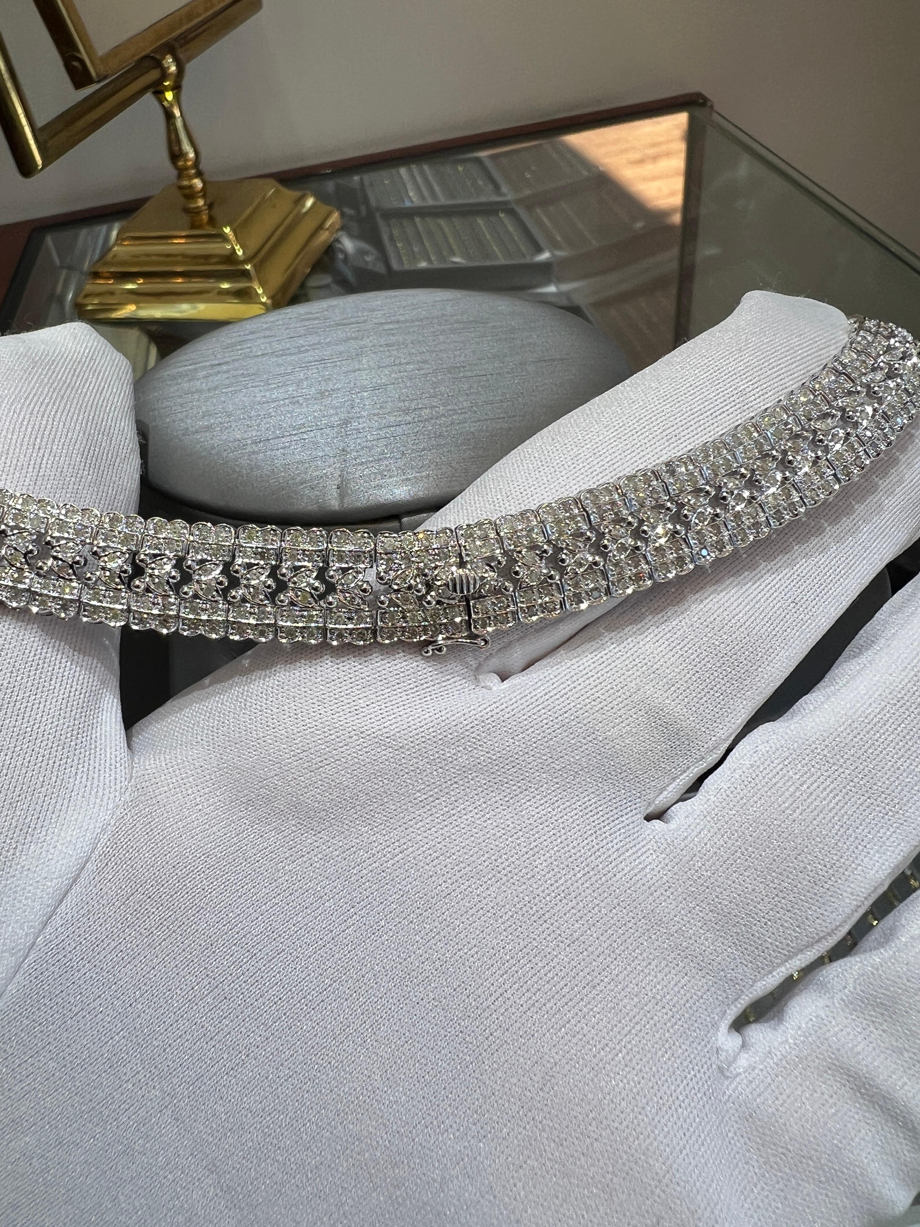 Collana con fiocco Art Deco Belle Époque da 15,00 carati realizzata a mano in oro bianco 18 carati in vendita 6