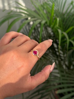 Handcrafted 1.75ct Natural Ruby Solitaire Ring in 14K Yellow Gold Fine Jewelry