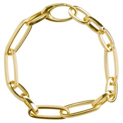 Handcrafted 18 Carat Yellow Gold Paperclip Big Links Bracelet