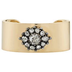 Handcrafted Ashlyn Rose Cut Diamond Cuff by Single Stone