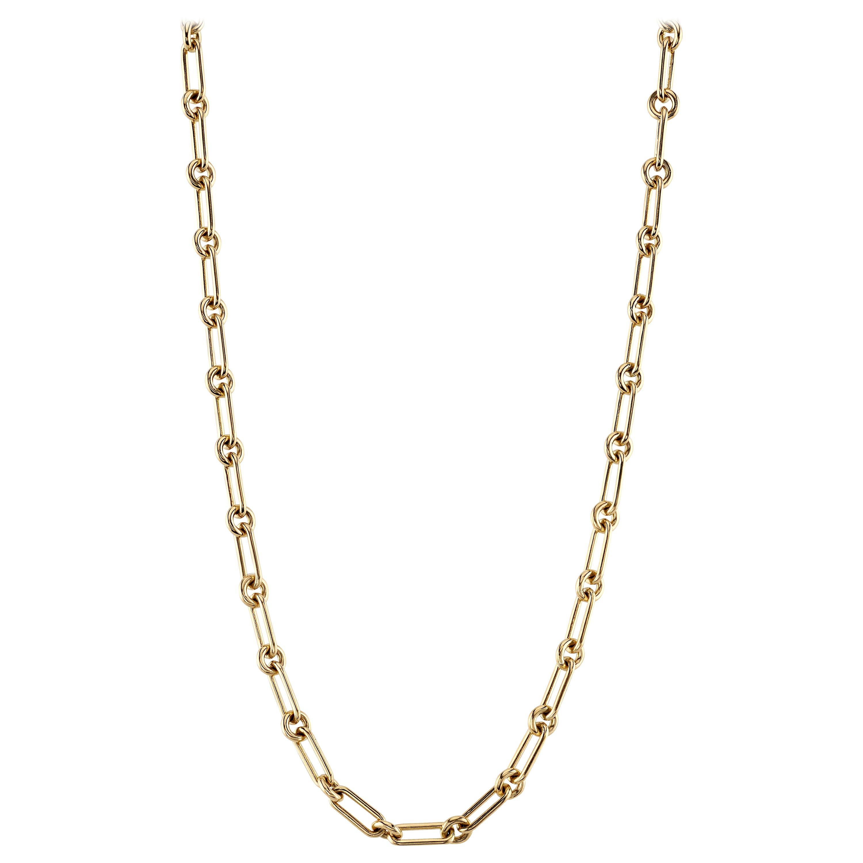 Handcrafted Lo Necklace in 18K Yellow Gold by Single Stone For Sale