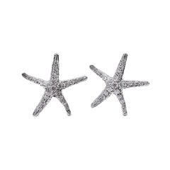 Handcrafted 18 Karat White Gold 0.40 Carat White Diamonds Starfish Stud Earrings