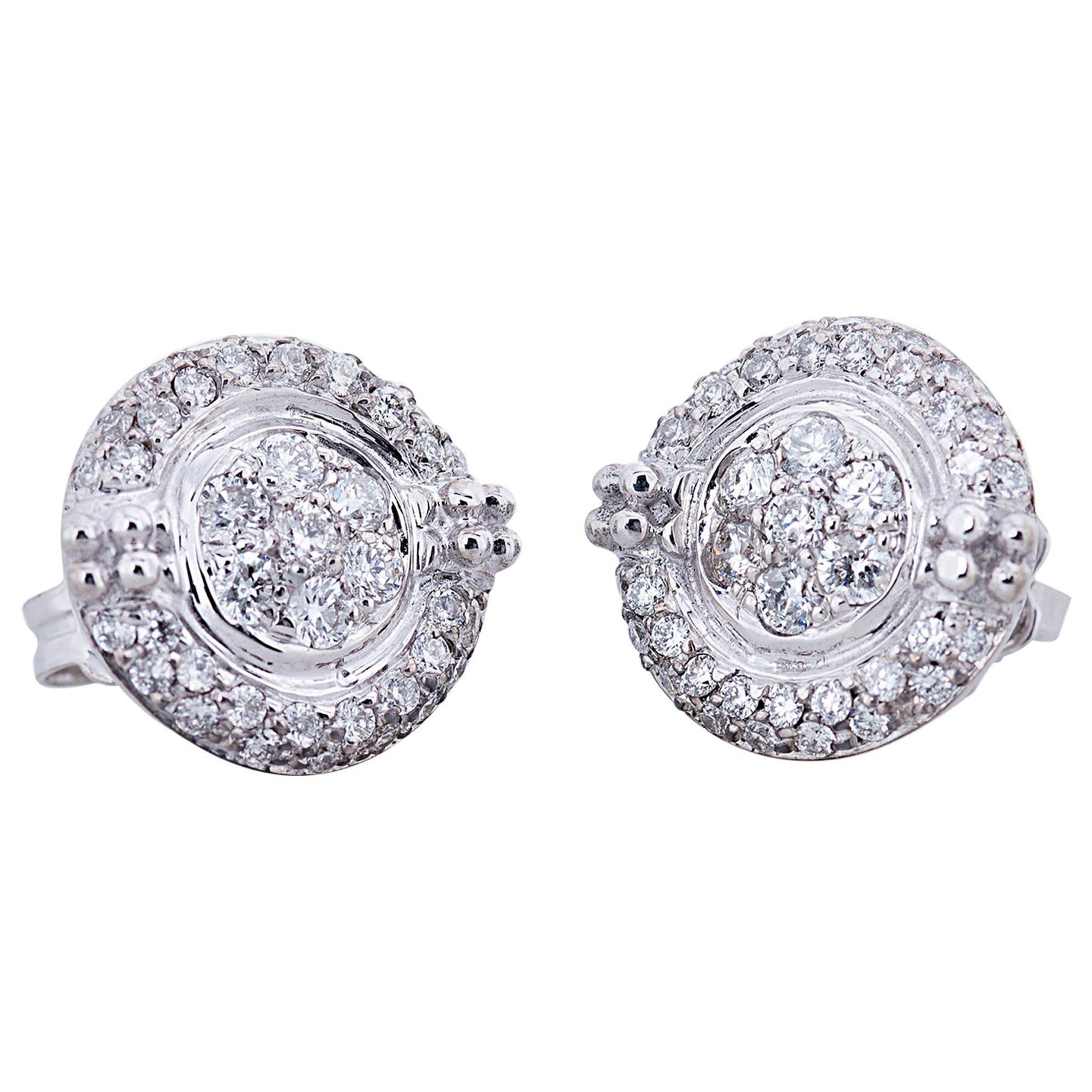 0.60 Karats White Diamonds 18 Karat White Gold  Elegant Stud Design Earrings