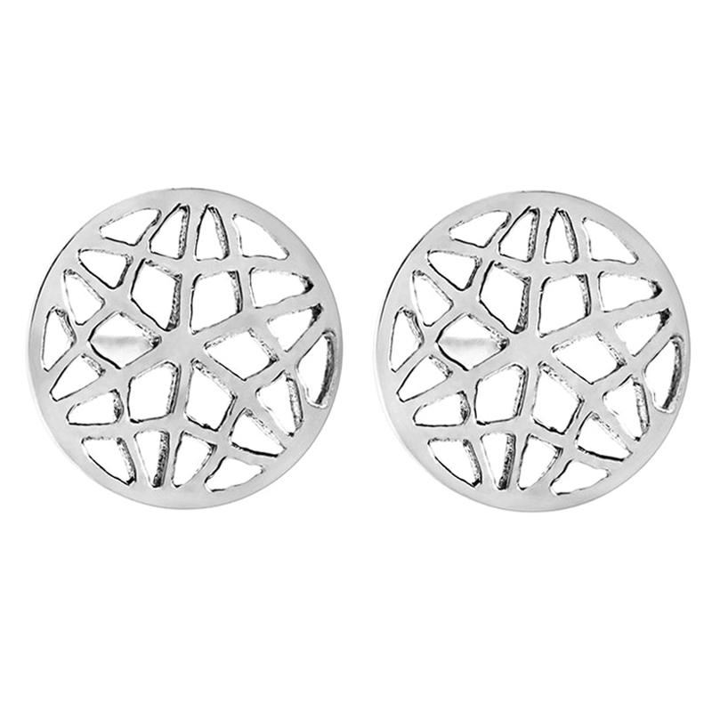 Handcrafted 18 Karat White Gold Stud Earrings For Sale