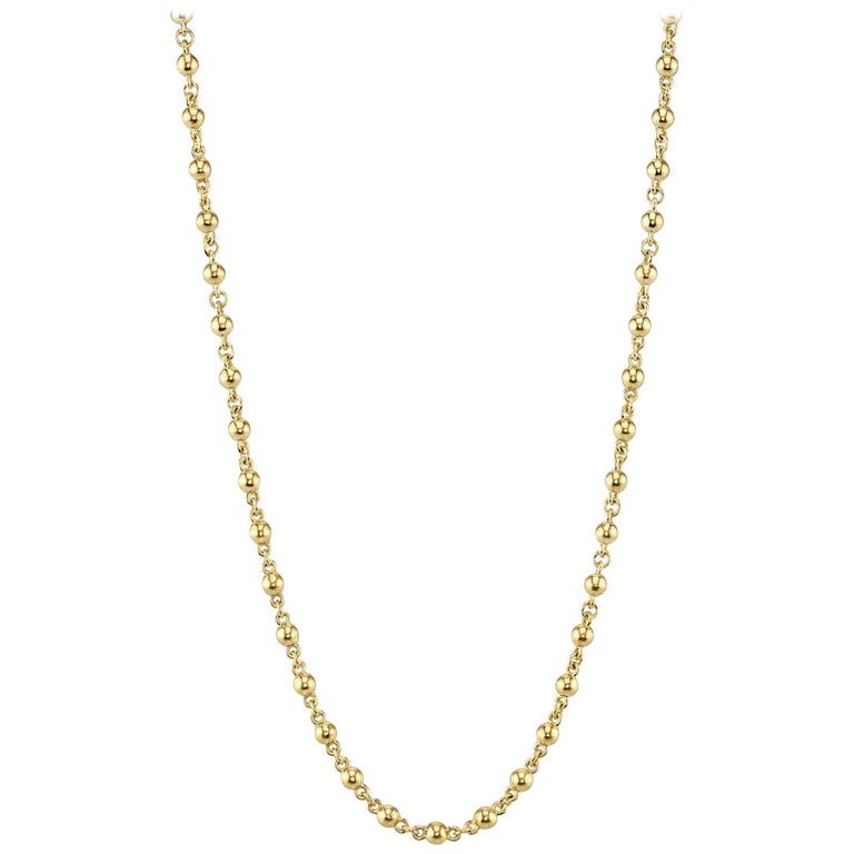 Handcrafted Rosary Chain in 18K Gold by Single Stone For Sale at 1stDibs